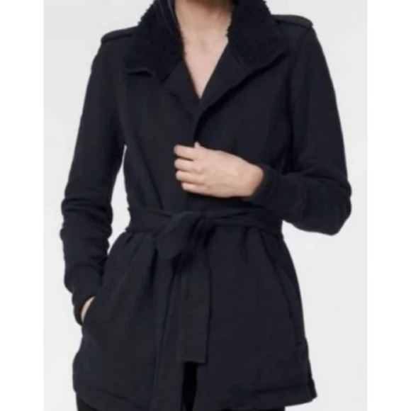 Standard James Perse Charcoal Gray Sherpa Collar Tie Front Cardigan M - Picture 1 of 10